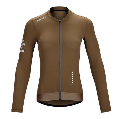 Vividness Maglia da ciclismo marrone a maniche lunghe