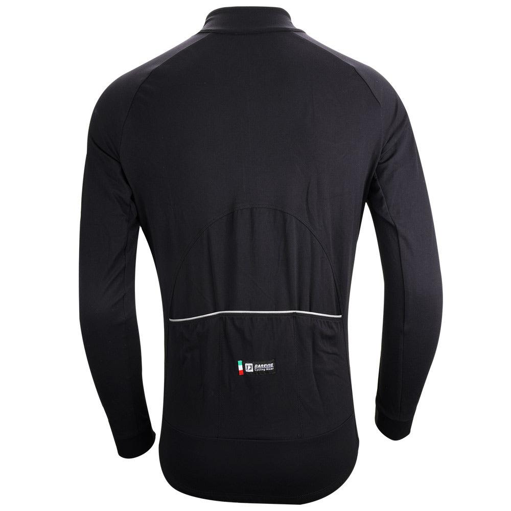 FLEECE SOFT THERMAL LS CYCLING JERSEY- Darevie Shop-Black-Back
