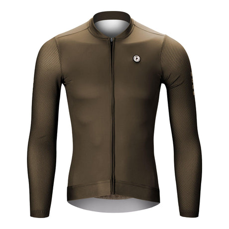 Brown LIFTTINT Long Sleeves Cycling JERSEY - Front
